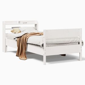 vidaXL sengeramme uden madras 90x190 cm massivt fyrretr&aelig; hvid