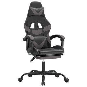 vidaXL gamingstol med fodst&oslash;tte kunstl&aelig;der sort og gr&aring;