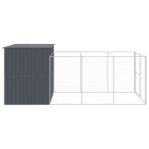 vidaXL hundehus med l&oslash;beg&aring;rd 214x457x181 cm galvaniseret st&aring;l antracit