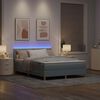 vidaXL LED Box Spring Bed med madras med LED Lysegr&aring; 140 x 200 cm Stof