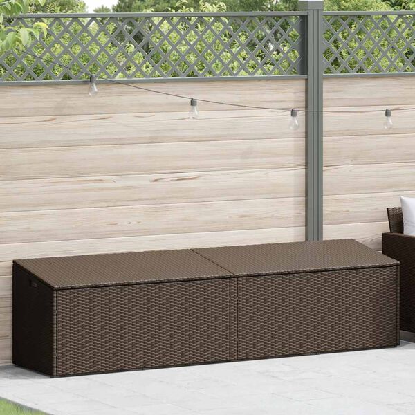 vidaXL opbevaringsboks til haven 220x50x58 cm polyrattan brun