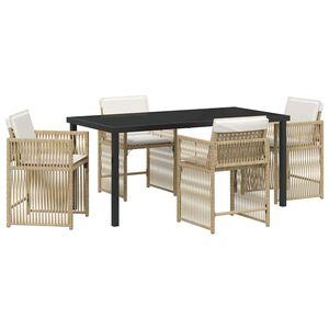 vidaXL Have Spisebordss&aelig;t 5 pcs Beige polyrattan