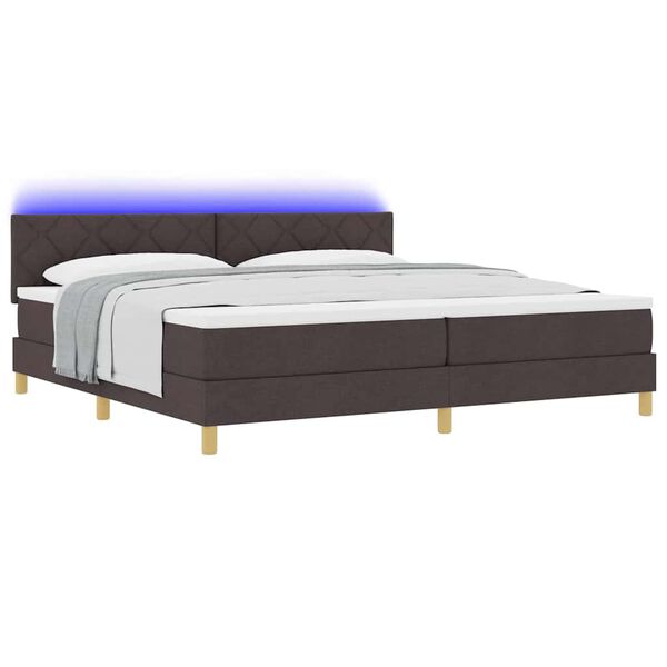 vidaXL LED Box Spring Bed med madras M&oslash;rk Brun 200 x 200 cm Stof
