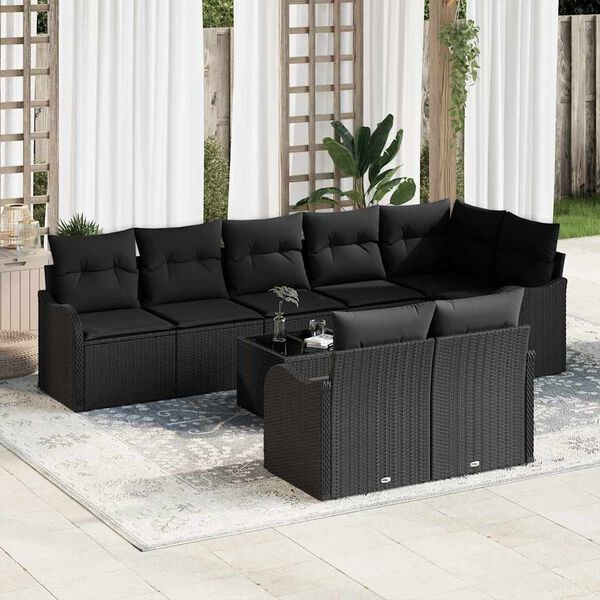 vidaXL Havesofa S&aelig;t 9 pcs Sort polyrattan