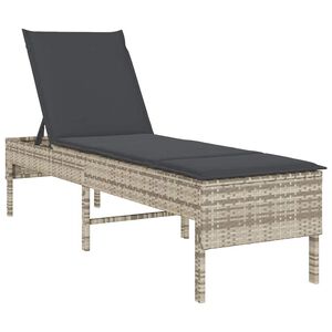 vidaXL liggestol med hynde 55x200x44 cm polyrattan lysegr&aring;