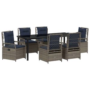 vidaXL Have Spisebordss&aelig;t 7 stk. Gr&aring; polyrattan