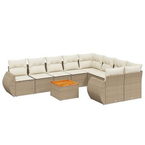 vidaXL sofas&aelig;t til haven 10 dele med hynder polyrattan beige