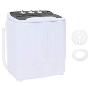 vidaXL Mini vaskemaskine med twin tub 3,6 kg Sort og Hvid