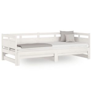 vidaXL daybed med udtr&aelig;k 2x(90x200) cm massivt fyrretr&aelig; hvid