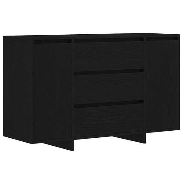 vidaXL Sideboard med skuffe Sort eg 120 x 41 x 75 cm Konstrueret træ