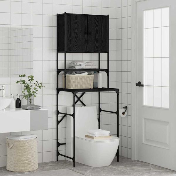 vidaXL Vaskemaskineskab Sort 0ak 68 x 48,5 x 194 cm Konstrueret tr&aelig;