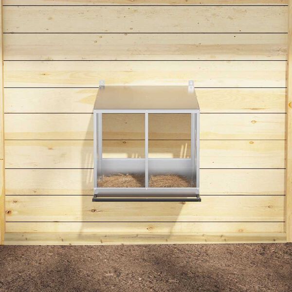 vidaXL redekasse til høns med 2 rum metal olivengrøn