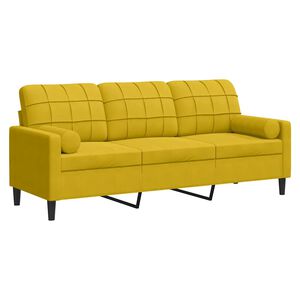vidaXL 3-personers sofa med pyntepuder 180 cm velour gul
