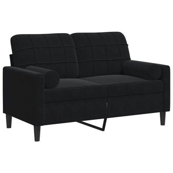 vidaXL 2-personers sofa med pyntepuder 120 cm velour sort