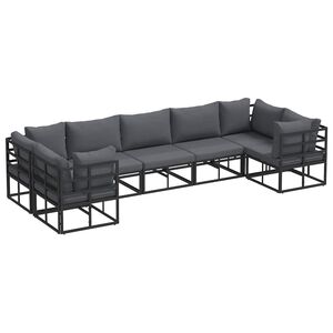 vidaXL Havesofa S&aelig;t 7 stk. Sort Aluminium