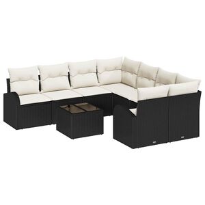 vidaXL Havesofa S&aelig;t Sort 55 x 55 x 37 cm polyrattan