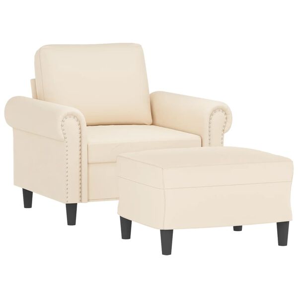 vidaXL sofastol med fodskammel 60 cm velour cremefarvet