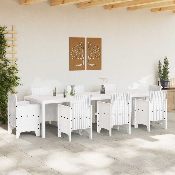 vidaXL Have Spisebord Hvid 300 x 100 x 73 cm polyrattan