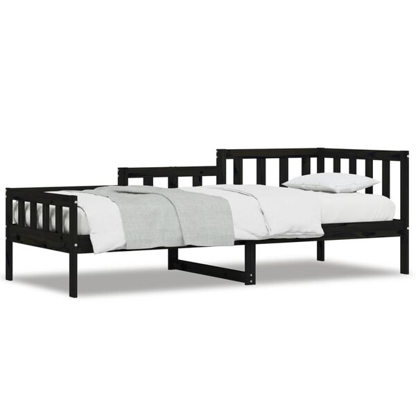 vidaXL daybed 90x190 cm massivt fyrretr&aelig; sort
