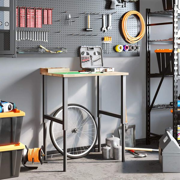 vidaXL arbejdsbænk 80x60x(71,5-98) cm massivt egetræ