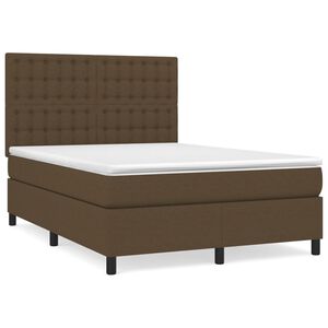 vidaXL kontinentalseng med madras 140x190 cm stof m&oslash;rkebrun