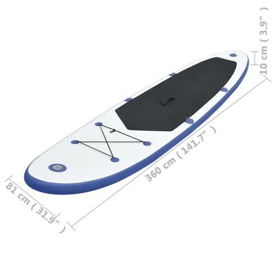 vidaXL paddleboardsæt SUP oppusteligt blå og hvid