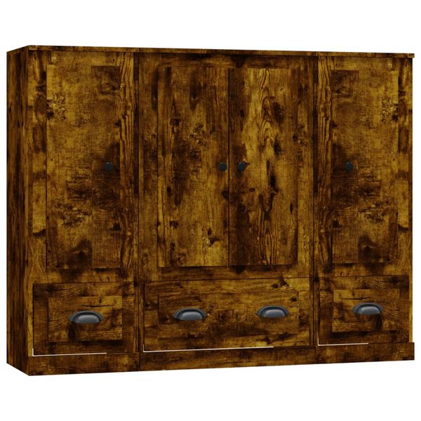 vidaXL h&oslash;jskab 3 stk. konstrueret tr&aelig; r&oslash;get egetr&aelig;sfarve