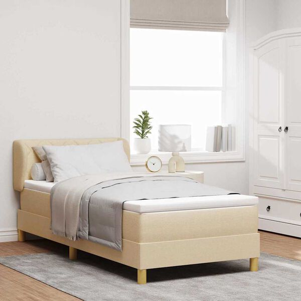 vidaXL Box spring seng med madras Creme 90 x 200 cm Stof