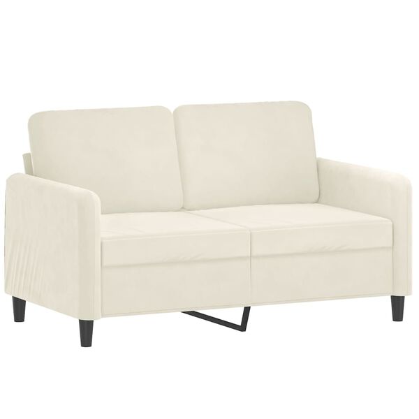 vidaXL 2-personers sofa med pyntepuder 120 cm velour cremefarvet