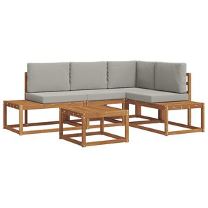 vidaXL Udend&oslash;rs sofagruppe med pude 5 Stk Naturlig og Lys Gr&aring;
