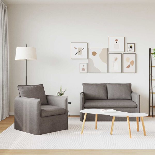 vidaXL Sofa 2 pcs Gr&aring;brun 196 x 82 x 85 cm Stof