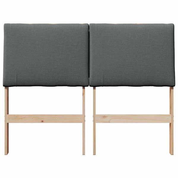 vidaXL Polstret sengegavl M&oslash;rkegr&aring; 135 cm Massiv fyrretr&aelig;