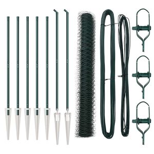 vidaXL Sekskantet hegn med stolpe 10 x 1 m PVC-belagt st&aring;l Gr&oslash;n Mesh