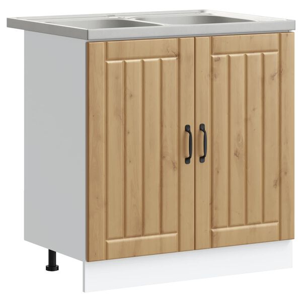 vidaXL Vaskeskabsbase Lucca 2 pcs Artisan Egetr&aelig; Konstrueret tr&aelig;