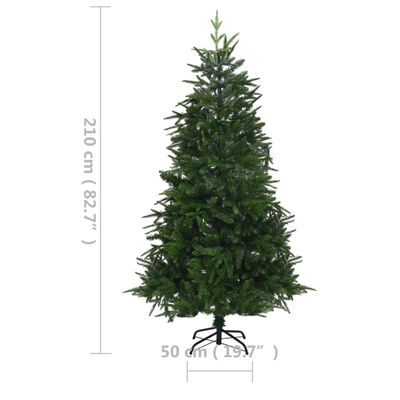 vidaXL kunstigt juletræ med lys 210 cm PVC og PE grøn
