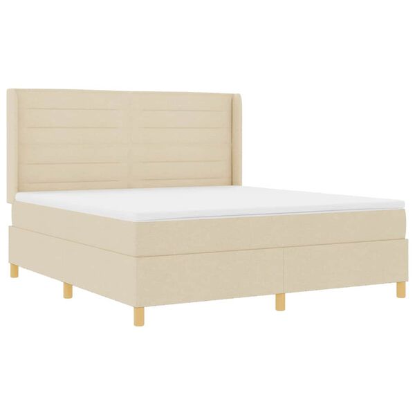 vidaXL Box spring seng med madras Creme 180 x 200 cm Stof