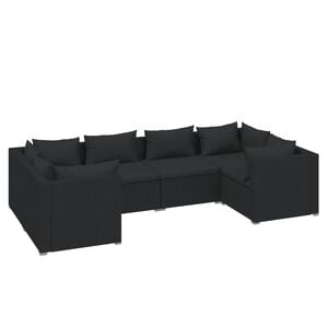 vidaXL lounges&aelig;t til haven 6 dele med hynder polyrattan sort