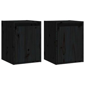 vidaXL v&aelig;gskabe 2 stk. 30x30x40 cm massivt fyrretr&aelig; sort