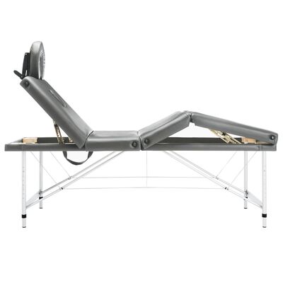 vidaXL massagebord med 4 zoner aluminiumsstel 186 x 68 cm antracitgrå