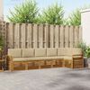 vidaXL Sofas&aelig;t med pude 6 pcs Naturlig og Beige Massivt Akacietr&aelig;