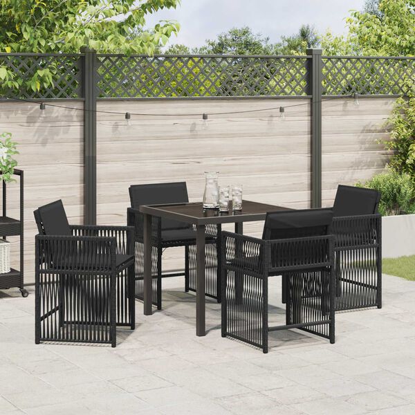 vidaXL Have Spisebordss&aelig;t 5 pcs Sort polyrattan