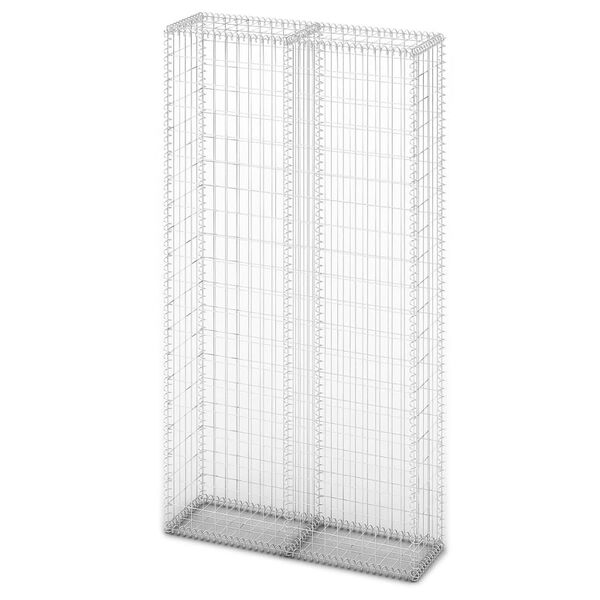 vidaXL gabionv&aelig;g med glassten og LED-lampe til haven 85x30x200 cm