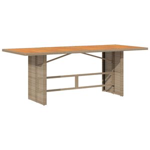 vidaXL havebord med top i akacietr&aelig; 190x80x74 cm polyrattan beige