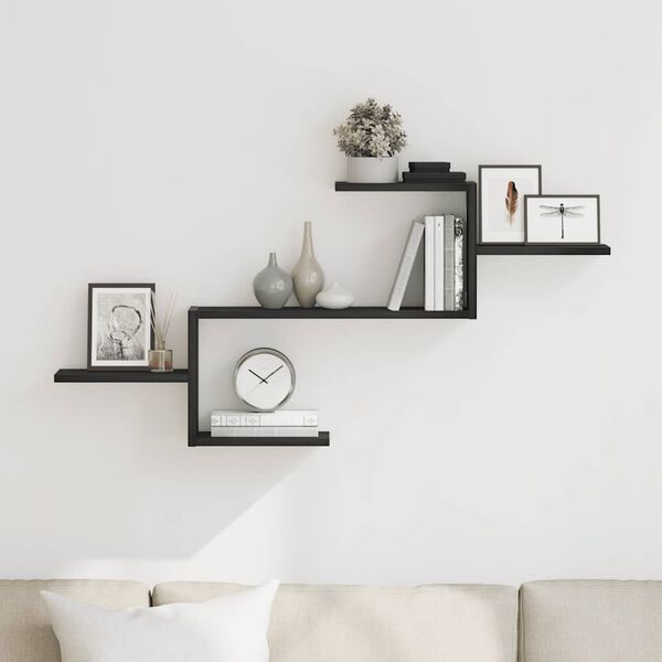 vidaXL v&aelig;ghylde 104x15x49 cm konstrueret tr&aelig; sort egetr&aelig;sfarve