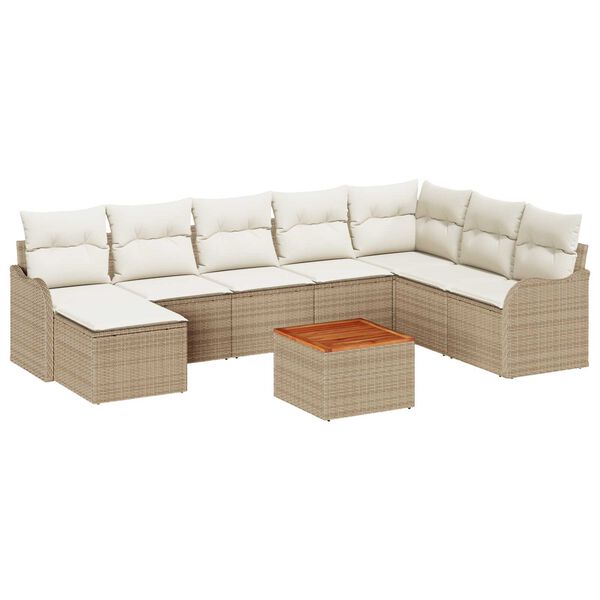 vidaXL Havesofa S&aelig;t 9 pcs Beige og hvid