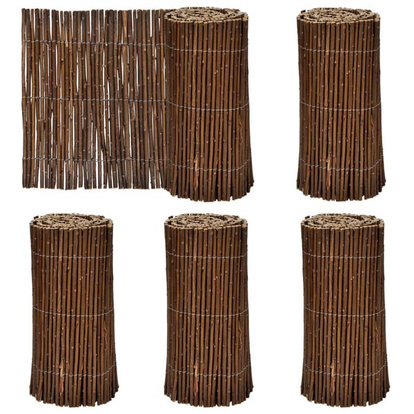 vidaXL Pl&aelig;nehegn 5 pcs Brun 200 x 30 cm