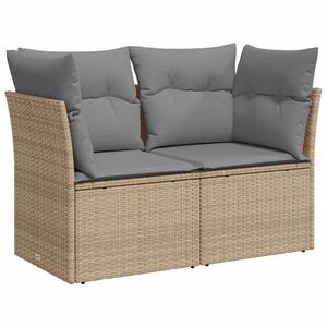 vidaXL 2-personers havesofa med hynder polyrattan beige