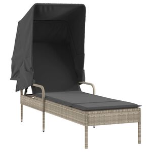 vidaXL loungesofa med baldakin polyrattan gr&aring;