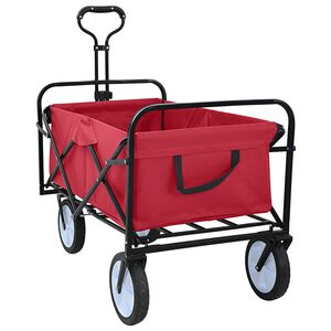 vidaXL Foldbar indk&oslash;bsvogn med bremser R&oslash;d 94 x 53 x 99 cm Oxford Stof