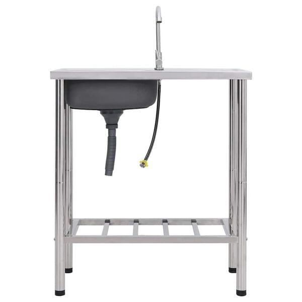 vidaXL campingvask med hane enkelt vask rustfrit st&aring;l